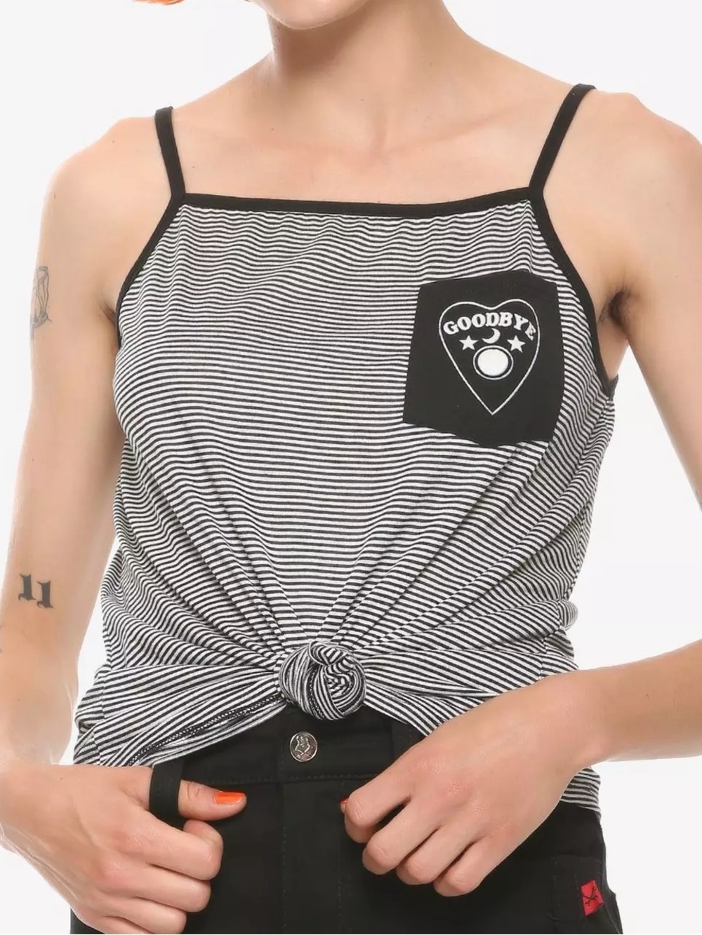 Hot Topic Midnight Hour Striped Planchette Top